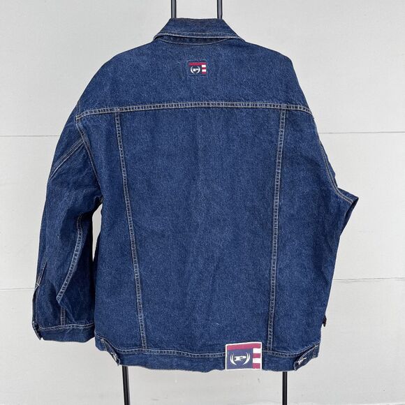 VTG Phat Farm XXL Denim Jacket Embroidered Blue Jean Streetwear Hip Hop - Picture 4 of 8